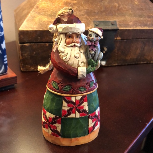 JIM SHORE Santa With Cat Ornament Heartwood Creek 2015 - Picture 7 of 9